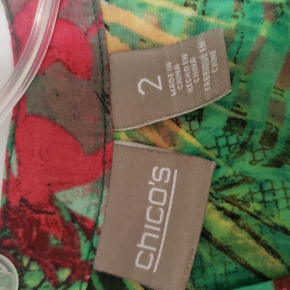 Chico's 3/4 Sleeve Top Semi Sheer Floral Print with Front Tie Waist Detail - Picture 10 of 12